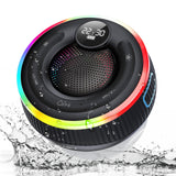 TECKNET Bluetooth Shower Speaker, IPX7 Waterproof Portable Wireless Speaker with RGB Light, BT 5.3, 10H Playtime, Built-in Mic, Suction Cup & TWS HD Stereo for Bath Beach Travel - Gift Ideas (Black)