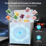 7.0 Cu.Ft Chest Freezer, Small Compact Deep Freezer with Adjustable 7 Thermostat,2 Removable Baskets, Energy Saving, Quiet Top Open Door Mini Meat Freezer with LED Light for Garage Outdoor Home Office