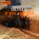 Cordless Tiller for Gardening 360 RPM Rototiller TH4000 Cultivator TaskStar Electric Garden Tiller Battery Powered Total 4000mAh