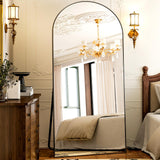 GLSLAND-77 x38 Arched Full Length Mirror - Oversize Floor Mirrors Aluminum Alloy Frame Full Body Dressing Mirror for Bedroom Living Room,Black