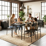 Dining Table Set for 4, 5-Piece Kitchen Table with 4 Chairs, MDF Board Tabletop with Metal Frame for Small Space