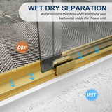 Double Sliding Shower Door 61-66" W x 72" H with Nano Anti-Explosion Safety Film, 1/4" (6mm) Tempered Glass Semi-Frameless Bypass Bathroom Shower Glass Doors,Brushed Gold