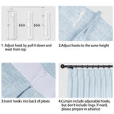Macochico 150”Wx96”L Pinch Pleated Sliding Door Curtains with Hooks and Tieback, Natural Linen Drapes for Patio Doors Living Room Bedroom Home Office Divider with Tieback, Light Blue, 1 Panel