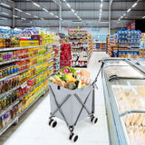 Goplus Folding Shopping Cart with Wheels, Grocery Cart with Removable Oxford Cloth Liner