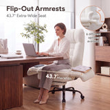 Teddy Fleece High Back Executive Office Chair with Flip Armrests (White)