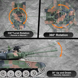 Supdex 1:18 RC Tank That Shoot BBS, 2.4G RUS T-90 Alloy Metal Remote Control Tank Model Toys, Army Toy with Smoke, Lights, Sound and Recoil,Military RC Vehicle for Adults and Kids 6+ Year Old