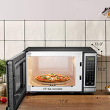 Digital Microwave Oven with Turntable Push-Button Door, Child Safety Lock, 700W, Stainless Steel, 0.7 Cu.ft BLACK+DECKER