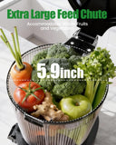 Staweiger Juicer Machines, Cold Press Juicer with 6" Extra Wide Chute, 90oz Capacity, Powerful AC Brushless Motor, High Juice Yield, Quiet Low db, BPA-Free Juicer Press For Whole Vegetables & Fruits