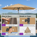 PURPLE LEAF Commercial Market Table Umbrella 13 FT Semi Auto Lift, Beige