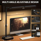 SIBRILLE LED Desk Lamp, Ultra Wide Computer Light, Dimmable Desk Light with USB Fast Charger, Adjustable Foldable Eye Caring Office Desk Lamp for Monitor Work Gaming Home Study
