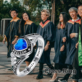 Oseew 2027 Heart Shaped Birthstone Class Ring for Men Women