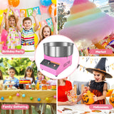 Cotton Candy Machine Commercial, Ajgvq Upgraded 1000W Efficiently Cotton Candy Maker with Stainless Steel Bowl, Bowl Cover, Sugar Scoop, Easy & Safe to Use, Candy Floss Maker for Home, Party, Festival