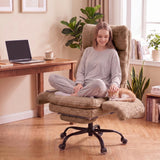 Teddy Fleece High Back Executive Office Chair with Flip Armrests (Brown)