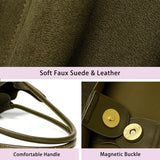 Suede Tote Bag for Women with Leather Purse Large Capacity Work Travel Handbags Ladies Shoulder Bags (olive green)