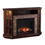 SEI Furniture - Redden Corner-Convertible Electric Fireplace with Touch Screen - Espresso - Transitional Design, Brown Glass and Wood - Ideal for Living Room, Bedroom (FR9392)