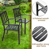 PHI VILLA Outdoor Dining Set for 8,57.5" Wood-Like Metal Table