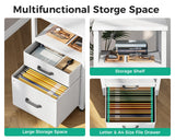 Coleshome L Shaped Computer Desk with 6 Drawers & Power Outlet, 55 Inch Corner Desk