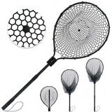 SEASPRO Rubber Fishing Net with Telescoping Handle Length: 59" Depth:19.7" Hoop: 23"x18" Silicone Extendable Aluminum Alloy Large Pier/Fly/Kayak/Fishpond/Crab/Saltwater Landing Fish Net Fishing Gear