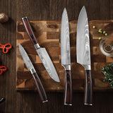 Kazutoku 4 Piece Kitchen Knife Set, High Carbon Stainless Steel Professional Chef Knife Set with Ultra Sharp Blade, Sharp Knives Set with Ergonomic Pakkawood Handle