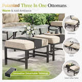 Sophia & William 6 PCS Metal Patio Furniture Set with Fire Pit Table, Beige