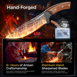 BOMASS Kitchen Knives, Hand Forged Japanese Knife Set 3Pcs, High Carbon Butcher Knife & Santoku Knife & Boning Knife & Honing Rod