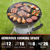 GRiliFE 18 inch Charcoal Grill, Portable Kettle BBQ Grills, Perfect BBQ Gift, Durable & Easy to Assemble, Round Barbecue Grill with Wheels and Lid for Outdoor Cooking, Patio and Beach, Black
