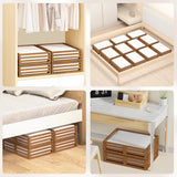 Wisuce Bamboo Under Bed Storage Containers- Underbed Organizer with Wheels with Dust Bag,Sturdy Wood Rolling Under the Bed Shoe Storage Organizer Drawers (Brwon, 2 Pack (23.62"×16.54"))