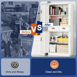 Metal Garage Storage Cabinet with Two Drawers Locking Doors and 2 Adjustable Shelves