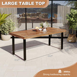 Dining Table for 6-8 People, 70" Acacia Wood Rustic Rectangular Dinner Table with Metal Frame, Sandblast Finish