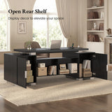 Executive Desk with Power Outlet and File Drawer, Modern Home Office Desk with 3 Large Cabinets and Privacy Panel