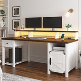 Computer Desk with Drawers,23" D Home Office Desk with Storage,Wooden Desk with Monitor Stand