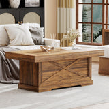 Lareth Coffee Table 39 in Rustic Center Table with X-Design Wooden Pedestal for Living Room, Space Saving, Rectangle Home Office Tea Accent Table for Dining Room Apartment, Walnut