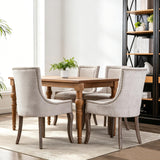 MOOLSUN Fabric Dining Chairs Set of 4, High Back Side Chairs, Modern Padded High-End Tufted Upholstered Chairs with Button-Tufted Back & Rear Pull Tabs, Solid Wood Legs C-Beige-(Wood Legs)