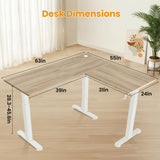 63x55 Inch L Shaped Standing Desk, Electric Adjustable Height Stand Up Desk, Corner sit Stand Desk with 39x18 in Mouse Pad