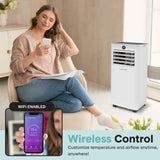SereneLife 8000 BTU Portable Air Conditioner, Small AC with Dehumidifier and Fan, Wifi Function, Mini AC Unit with 350 Sq. Ft. Coverage, Timer Settings Up to 24 Hours, Includes Remote Control