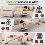 Ab Roller with Elbow Support, Ab Roller Board Core Workout Machine with 4 Wheels, Mini Pilates Reformer Equipment for Home Gym, Abdominal Full-Body Strength