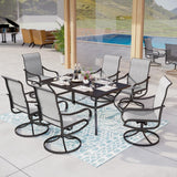 MFSTUDIO Swivel Patio Dining Chairs Set of 6, Grey Textilene Fabric