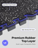 AIRHOP 0.56in Thick 96 Sq Ft Exercise Equipment Mats, 24 Tiles Upgraded Rubber Top with High Density EVA Foam, Large Interlocking Puzzle Gym Flooring for Home Gym, Heavy Weight Workout, 24 x 24in