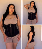 SHAPERX Waist Trainer Corset for Women Tummy Control Sport Girdle Hourglass Waist Cincher Body Shaper with Steel Boned SZ7293-Black-M