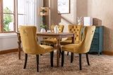 MOOLSUN Velvet Dining Chairs Set of 4, High Back Side Chairs, Modern Padded High-End Tufted Upholstered Chairs with Button-Tufted Back & Rear Pull Tabs, Solid Wood Legs E-Gold(Solid Wood Legs)