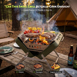 Flame Box Ranger Plus Portable Charcoal Grill – Folding BBQ with Large Grilling Grate for Camping, Tailgating & Backyard | Serves 4–5, Full‑Grate Cooking Coverage, 304 Stainless Steel, 3‑Second Setup