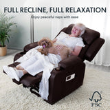 FLEXISPOT XL31 Power Lift Recliner Chair for Elderly, Electric Lift Chair with Massage & Heat, Faux Leather Reclining Sofa for Living Room Bedroom, Brown