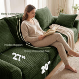 NABUMI 142" Modular Sectional Sofa with Storage, Oversized L-Shaped Boneless Couch with Ottoman, 27" Deep Seat Memory Foam Corduroy 6-Seater Cloud Couches for Living Room, Tool-Free Assembly, Green