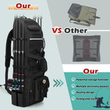 Rexmica Fishing Rod Bag Backpack Holds 8 Rods & Reels, Fishing Tackle Bag with Compartment for Tackle Boxes, Fishing Gear or Equipment, Fishing Pole Carrying Bag with Tactical Molle System