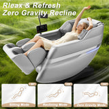 FURNIMAT 2026 Massage Chair Full Body, 3D SL-Track Zero Gravity Shiatsu Massage Chair Recliner with AI Control, Body Scan, Airbags, Heating, Foot Roller, Auto Modes, Bluetooth Speaker (Light Gray)