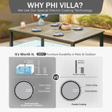 PHI VILLA Patio Dining Set for 6, Stackable Chairs&Wood-Like Table
