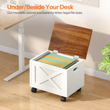 HOOBRO File Cabinet, Under Desk Small Filing Cabinet with Drawer, Rolling File Cart with Lid, Hanging File Organizer, White and Walnut