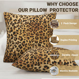 Cheetah Print Pillow Covers Room Decor 18x18 Inch, Leopard Print Decorative Throw Pillow Covers for Home Couch Sofa Bedroom Livingroom Dorm, Set of 2 African Wild Animal Theme