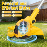 21V Electric Weed Wacker, 12" Auto-Feed Grass Cutter with 2.0Ah Batteries & Fast Charger, 2-in-1 Cordless String Trimmer & Lawn Edger Includes 10 Lines for Garden and Yard Maintenance, Yellow