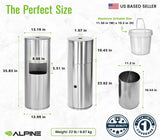 Alpine Stainless Steel Disinfecting Wipes Dispenser Floor Stand - Large Capacity Gym Wipes Dispenser with Trash Can, Smudge Resistant Coating Sanitizing Stand - Disinfectant Wipes Container Included